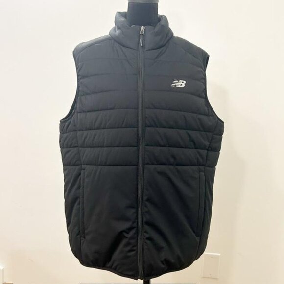 New Balance Quilted Comfort Black Puffer Vest Full Zip with Pockets Sz M - Picture 1 of 8